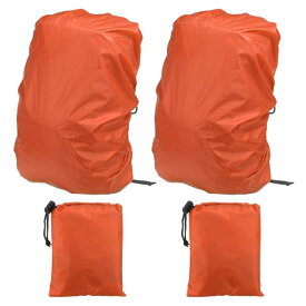 PATIKIL 50-70L 防水バックパックレ インカバー アンチスリップクロスバックルストラップとドローストリングバッグ付き 2個セット ハイキング キャンプ 旅行に最適 XLサイズ オレンジチェック柄