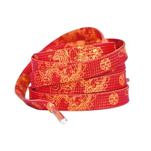 Elerevyo Flat Thin Shoelaces Dragon Phoenix Auspicious Clouds Red Canvas Shoes Sneakers Shoelaces Wedding Celebration Red 03 160cm/63.0"