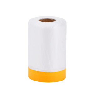 HOPESPANNER プリテープされたマスキングフィルム プラスチックカバー PEフィルム 天然繊維素材 1枚 2500x55cm / 82.02ftx21.65" ホワイト オレンジ