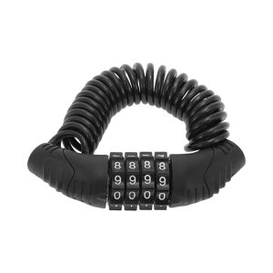 BULLSPANN 1.5 M ユニバーサルセキュリティバイクロック 防錆自転車ケーブルロック 4桁のコードの組み合わせ付き ロードバイク マウンテンバイク 電動バイク用 ブラック