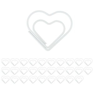 CAPASTEC ペーパークリップ メモクリップ 可愛い ブックマーク 書類整理/招待状/付箋/手紙/メモ帳用 文房具 オフィス 装飾 色が豊富 スタイルが多様 白 ハート 30本入り