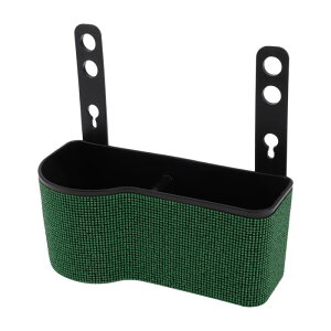 HOPESPANNER ユニバーサル 7.9インチ 長さ 3.5インチ 幅 3.1インチ 高さ 車用ゴミ箱 ハンギング ゴミ箱 プラスチック ラインストーン 1個 フック付き グリーン