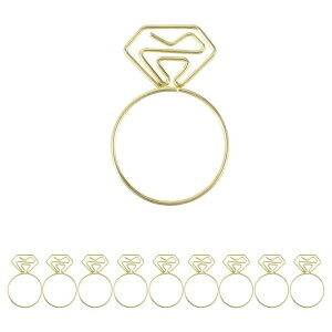 CAPASTEC ペーパークリップ メモクリップ 可愛い ブックマーク 書類整理/招待状/付箋/手紙/メモ帳用 文房具 オフィス 装飾 色が豊富 スタイルが多様 金色 指輪 10本入り