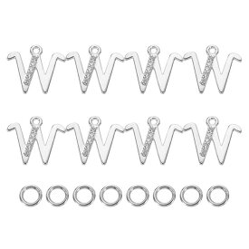 ネックレスブレスレットイヤリング宝石メイキングDiy用のペンダントアルファベットチャー ムペンダントの初期チャー ムバルク、シルバー-W