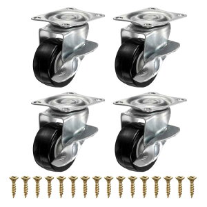 PATIKIL 1.5�C���`�L���X�^�[�z�C�[���Ƌ�����o�����[�{�b�N�XDIY�v���W�F�N�g�p��PVC�~���[�g360�x��]�v���[�g�L���X�^�[�i�u���[�L�t���j- 4�i���j