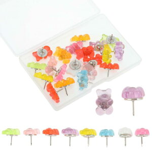 GLIDESMOOTH 画鋲 画びょう 押しピン プッシュピン 収納ケース付き オフィス 写真DIY地図 固定用 掲示板や工作用 キャンディベア