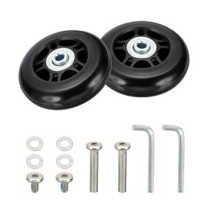 スーツケース用 車輪交換 70x24mm PUスーツケース車輪修理キット スムーズなトロリー交換スイベルキャスター インラインスケートトロリーバッグ用(黒 2個入り)