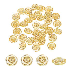 100個入り ローズフラワーボタン 12.5mm/0.5インチ アクリル製 シャツ装飾用ボタン DIYクラフト 裁縫 ヘアクリップ 宝石製作 衣服 バッグ 帽子装飾用 イエロー緑