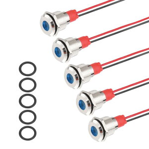 PATIKIL 5�� 12mm (15/32) �C���W�P�[�^ ���C�g 12V-24V AC/DC 20mA LED ���^�� �V�O�i�� �����v �h�� IP67 �t���b�g �w�b�h �V�O�i�� ���C�g 150mm (5.9) �P�[�u�� �t�� �{�[�g �� �p �u���[