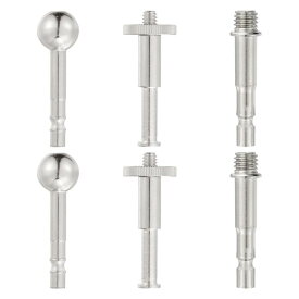 PATIKIL 2セットブームアームジョイントヘッドコンバーター 17mmボールヘッド1/4" 3/8" スクリューヘッドボルトマウントコネクターアダプター マイクスタンド用電話ホルダーブームシザーアームスタンド シルバー