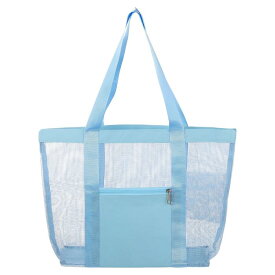メッシュビーチトートバッグ 1枚 13" x 4" x 13" アップグレード版ビーチバッグ 防水プールバッグ 海や旅行 日常使いに最適（ブルー）