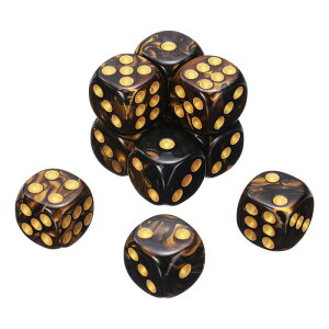 10�Z�b�g 6�ʑ̃J���[�_�C�X 16mm �A�N������ D6�~�j���ʑ� �c�[�g���J���[ �p�[���͗l �Q�[���_�C�X�Z�b�g�i��/���F ���F�h�b�g�j�e�[�u���Q�[���p