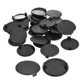 20個入りヒンジホールカバー、38mm(1 1/2インチ)直径プラスチック製隠蔽ホールカバー 丸型フラッシュタイプキャップ 家具・キャビネット・食器棚用、黒