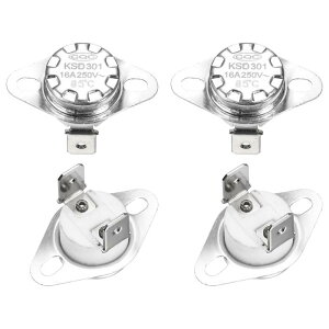 KSD301�T�[���X�^�b�g 85��/185°F 16A �펞�� (N.C) ���x�X�C�b�` �d�q�����W/�I�[�u��/�R�[�q�[���[�J�[�p �Z���~�b�N�f�� 4�Z�b�g