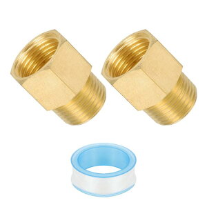 PATIKIL 3/8 N PT���X x 3/8 N PT�I�X�^�J�p�C�v�p�� �G�A�[LP�K�X�p�̃p�C�v�����R�l�N�^�k���p��A�_�v�^�[ PTFE�e�[�v�t�� - 2��