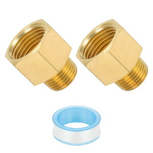 PATIKIL 3/8 N PT���X x 1/2 N PT�I�X�^�J�p�C�v�p�� �p�C�v�����R�l�N�^�[���f���[�T�[�A�_�v�^�[ �G�A�[LP�K�X�pPTFE�e�[�v�t�� - 2��