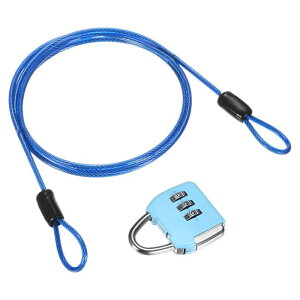 M METERXITY 3桁 組み合わせロック付き1セット セキュリティケーブルロック 3.28フィート PVCコーティングされた鋼製荷物ロックワイヤーロープ 荷物スーツケース/屋外旅行/自転車用 ダブルルー