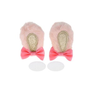 ACROPIX バイクヘルメット用アクセサリー装飾 スパンコールのウサギの耳 オートバイ 自転車 スキー用ヘルメット用 ピンク ぬいぐるみステッカー 2セット