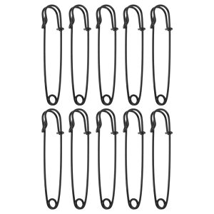 CAPASTEC 安全ピン ウエスト調整クリップ アクセサリパーツ カラフルな塗装されたアイアンピン ホームソーイングクラフトバッグ装飾アクセサリー用のブローチバルク 7.5cm ブラック 10個
