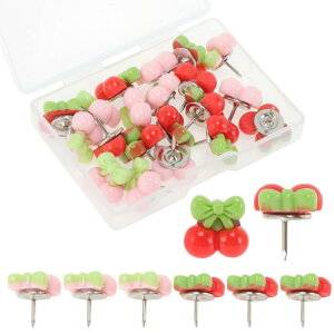 GLIDESMOOTH 画鋲 画びょう 押しピン プッシュピン 収納ケース付き オフィス 写真DIY地図 固定用 掲示板や工作用 チェリー