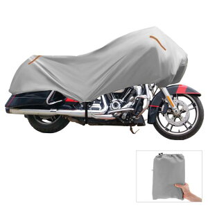 BULLSPANN バイクカバー ハーフカバー 防水 風飛び防止 UVカット 防塵 丈夫 厚手 軽量 収納バッグ付き XL 銀色 Harleyに対応 Touring FLHRC FLHR Hondaに対応 Gold Wing Touring Yamahaに対応 Touring XV 1900A XVS 1300A F-