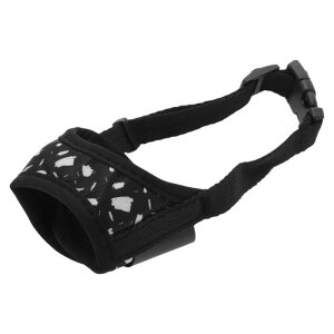 CAPASTEC 犬用マズル、ソフト犬用マズル、噛みつきや噛み付きを防ぐための通気性マズル、小中大型犬用調節可能ストラップ付きマズル、M、ブラック