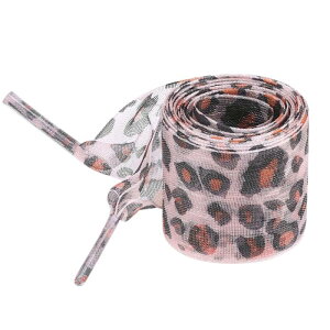 Elerevyo Leopard Print Ribbon Shoe Laces Pattern Flat Wide Lace Shoelaces for Sneakers Pink Brown 130×4cm/51.2×1.6