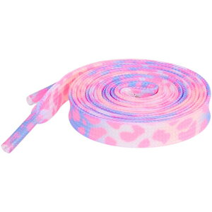 Elerevyo Leopard Shoelaces Multicolor Tie Dye Gradient Shoelace Flat Shoe Strings for Sports Sneakers 2 Pairs Pink 110cm/43.3