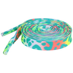 Elerevyo Leopard Shoelaces Multicolor Tie Dye Gradient Shoelace Flat Shoe Strings for Sports Sneakers 2 Pairs Green 120cm/47.2