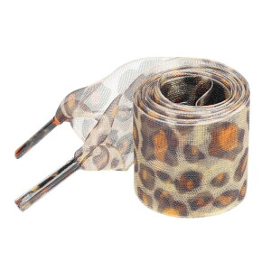 Elerevyo Leopard Print Ribbon Shoe Laces Pattern Flat Wide Lace Shoelaces for Sneakers Yellow Brown 80×2.5cm/31.5"×1"