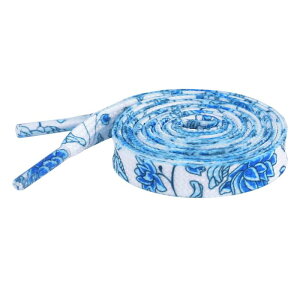 Elerevyo Colorful Floral Printed Flat Shoelaces Sneakers Flower Shoelaces for Casual 1 Pair Blue White 120cm/47.2