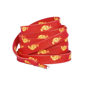 Elerevyo Flat Thin Shoelaces Dragon Phoenix Auspicious Clouds Red Canvas Shoes Sneakers Shoelaces Wedding Celebration Red 05 120cm/47.2"