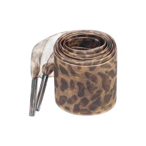 Elerevyo Leopard Print Ribbon Shoe Laces Pattern Flat Wide Lace Shoelaces for Sneakers Brown 80×2.5cm/31.5"×1"