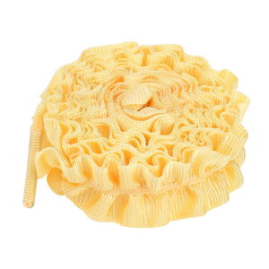 Elerevyo Shoelaces Ruffled Ribbon Solid Color Pleated Elastic Shoe Strings for Sneakers 2 Pairs Yellow 160cm/63