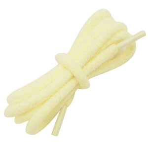 Elerevyo Round Fuzzy Shoe Laces for Sneakers, 0.24'' Hairy Soft Wide Shoelaces for Casual Shoes 2 Pairs Light Yellow 100cm/39.37