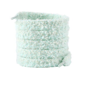 Elerevyo 1 Pair Flat Fuzzy Contrast Color Shoe Laces, 0.47" Wide Fat Soft Fluffy Shoelaces Shoestrings for Sneakers Light Blue Yellow 100cm/39.4"