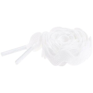 Elerevyo Flat S-Shaped Wavy Shoelaces Fashionable Versatile Solid Gradient Shoe Laces for Sneakers 1 Pair White 120cm/47.2"