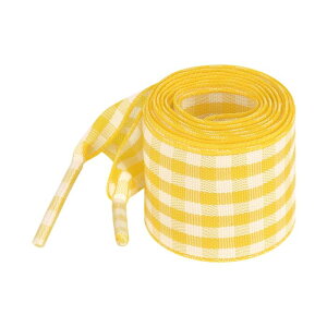 Elerevyo Wide Flat Checkered Shoelaces Fabric Ribbon Plaid Fantastic Shoe Laces for Sneaker Sport Shoes 2 Pairs Yellow 140cm/55.1
