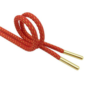 Elerevyo Round Metallic Shoelaces with Metal Tips for Athletic Shoes Boot Strings 2 Pairs Red 140cm/55.12