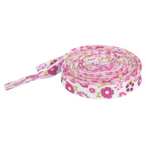 Elerevyo Colorful Floral Printed Flat Shoelaces Sneakers Flower Shoelaces for Casual 1 Pair White, Magenta Pink 120cm/47.2