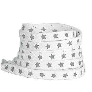 Elerevyo Reflective Stars Shoelaces Colorful Cool Flat Shoe Laces Strings for Athletic Running Sneakers 2 Pairs White-Silver Light 120cm/47.2