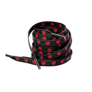 Elerevyo Heart Printed Colored Shoelaces Flat Shoe Laces Strings for Sneakers Athletic Sport Boots 1 Pair Black-Red Heart 160cm/63.0