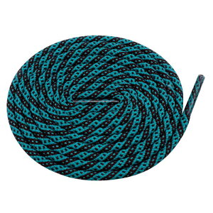 Elerevyo Two-Color Twill Dot Shoelaces, 2 Pairs of Circular Striped Shoelaces for Martin Boots Black-Dark Cyan 120cm/47.2"