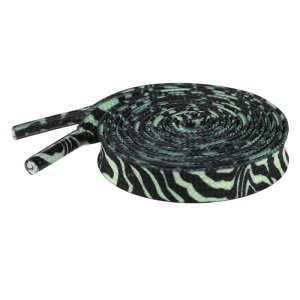 Elerevyo 1 Pair Leopard Print Flat Shoe Laces for Sneakers, 0.31'' Shoelaces Shoestrings for Casual Hiking Shoes Black Green 120cm/47.2"