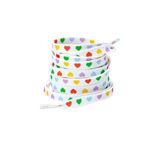 Elerevyo Heart Printed Colored Shoelaces Flat Shoe Laces Strings for Sneakers Athletic Sport Boots 1 Pair White-Colorful Heart 160cm/63.0"
