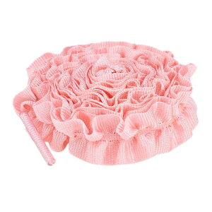 Elerevyo Shoelaces Ruffled Ribbon Solid Color Pleated Elastic Shoe Strings for Sneakers 2 Pairs Pink 80cm/31.5"