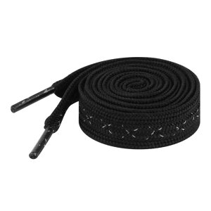 Elerevyo Wide Flat Cross Reflective Shoelace Braided Decorative Rope for Sneakers Skate Boots 2 Pairs Black 60cm/23.6