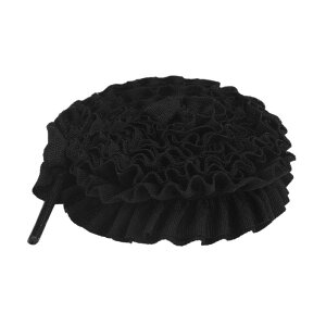 Elerevyo Shoelaces Ruffled Ribbon Solid Color Pleated Elastic Shoe Strings for Sneakers 2 Pairs Black-2 140cm/55.1