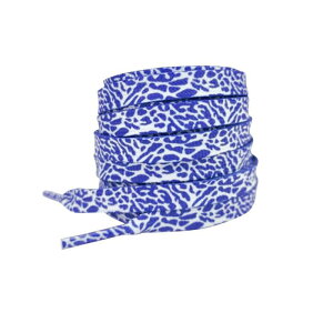 Elerevyo Flat Colorful Color Contrast Pattern Shoelaces Sports Shoe Laces for Athletic Running Sneakers Shoes Boot Strings 1 Pair White-Blue 160cm/63.0