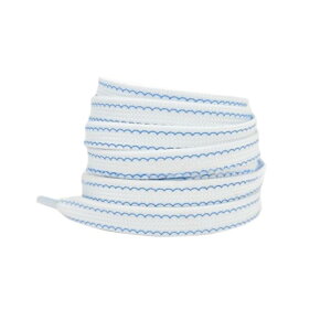 Elerevyo Flat White Shoelaces Colorful Wave Pattern Shoe Laces Strings for Sneakers Sport Shoes 1 Pair Blue 140cm/55.1"